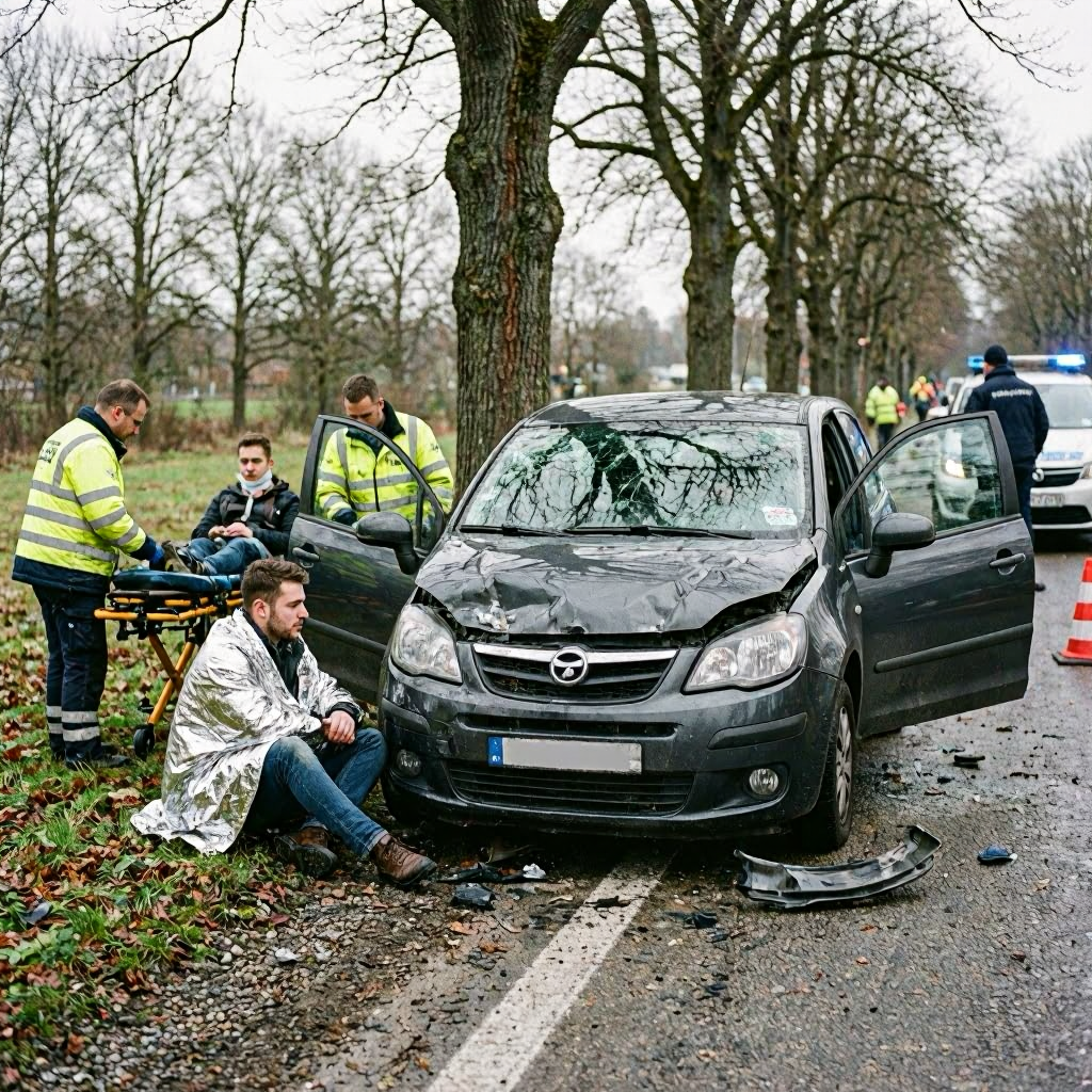24-Jähriger prallt betrunken mit Auto gegen Baum - zwei Verletzte