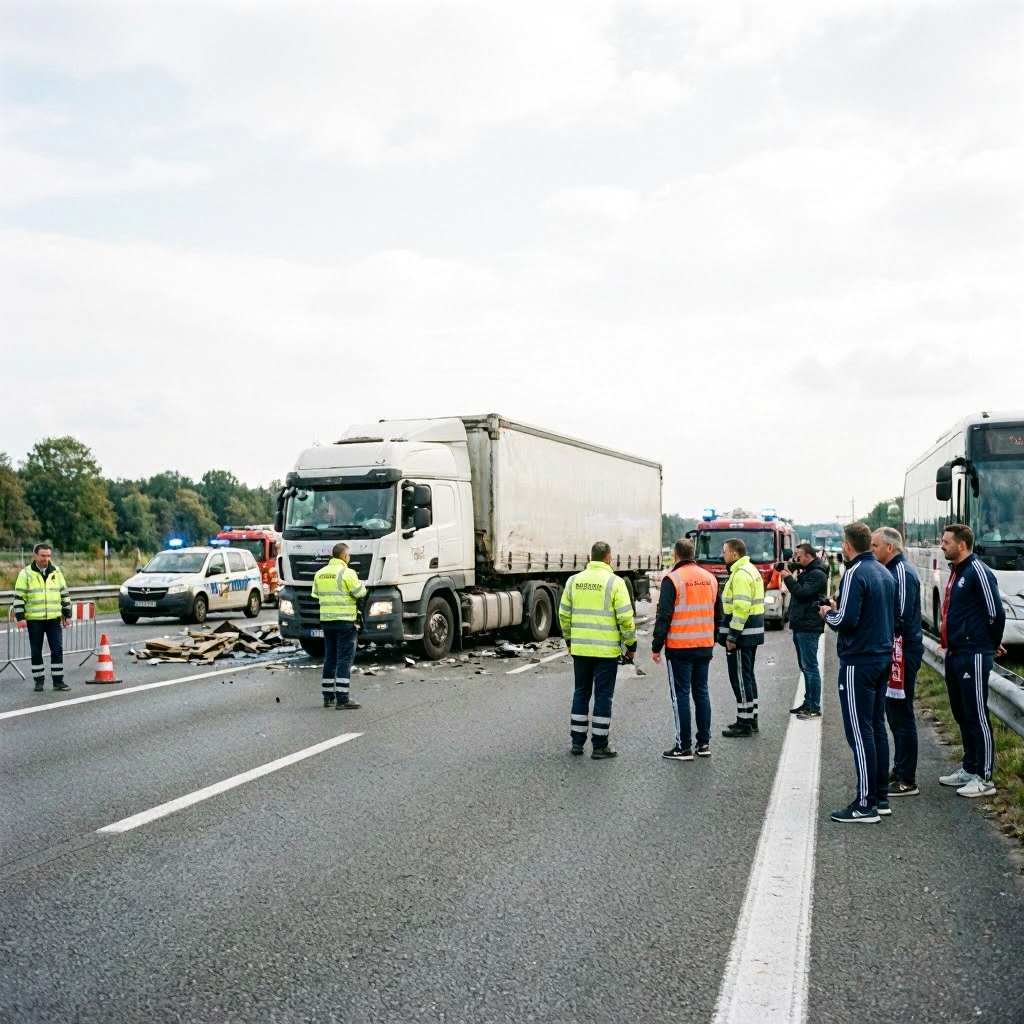 A5 nach schwerem Unfall mit Lastwagen komplett gesperrt