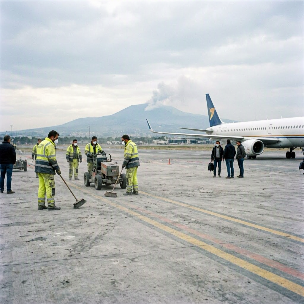 Asche des Ätna beeinträchtigt den Flugverkehr am Flughafen Catania