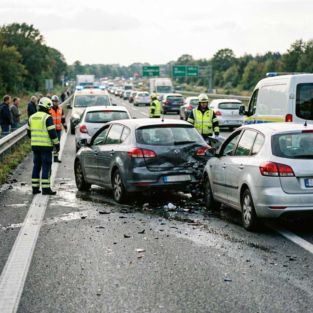 Auffahrunfall auf Autobahn 3: Vollsperrung bei Metten