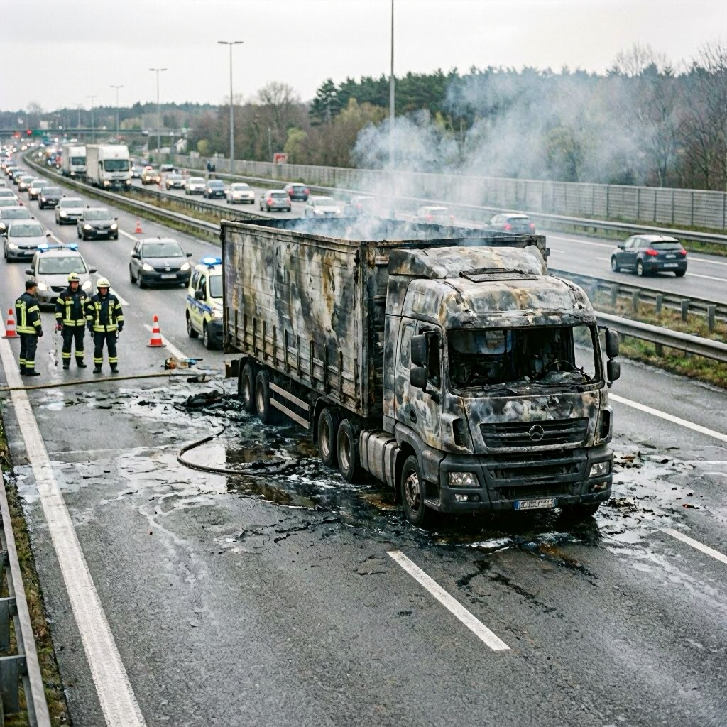 Autobahn 72 gesperrt: Lastwagenbrand sorgt für Verkehrsbehinderungen