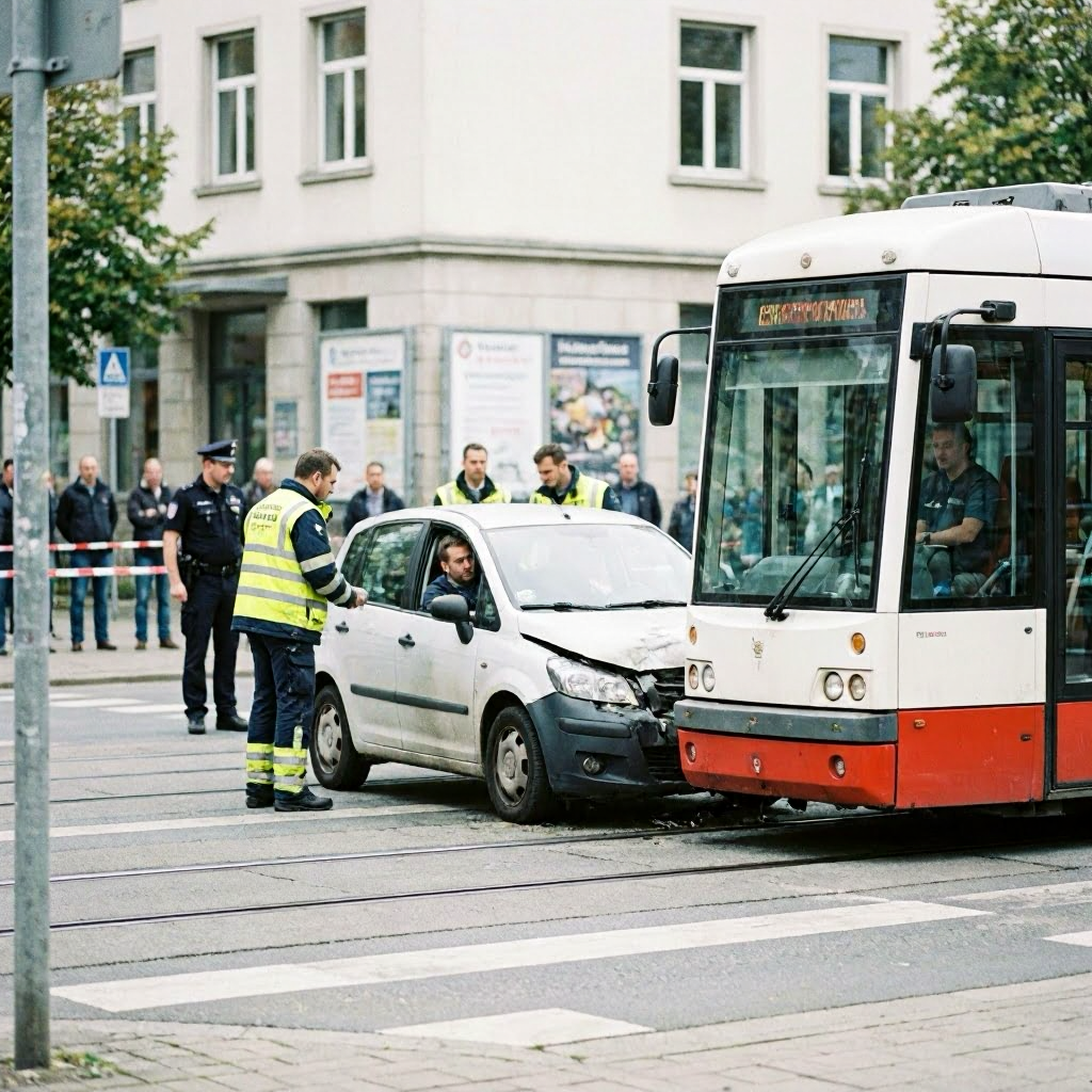 Autofahrer verletzt nach Zusammenstoß mit Straßenbahn in Karlsruhe
