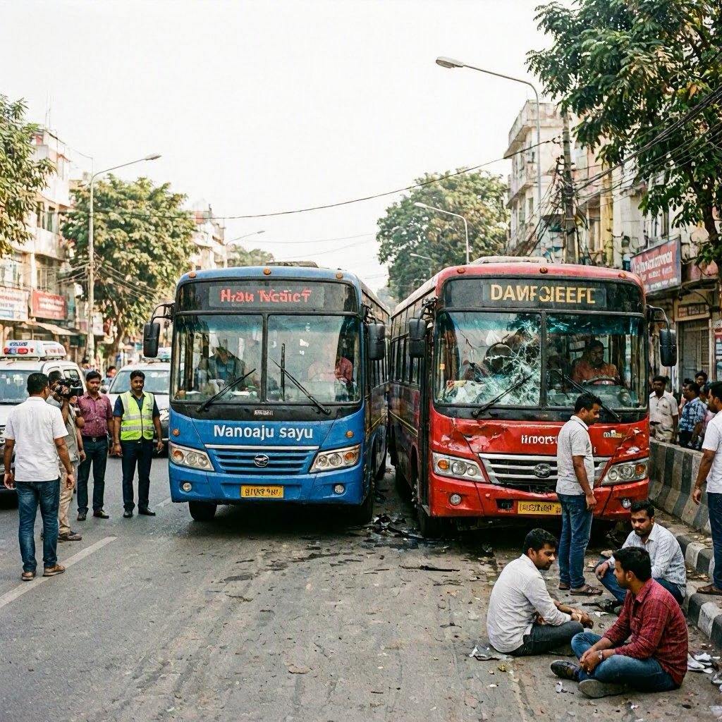 Bengaluru BMTC Bus Collides with Stationary Vayu Vajra, Injuries Reported