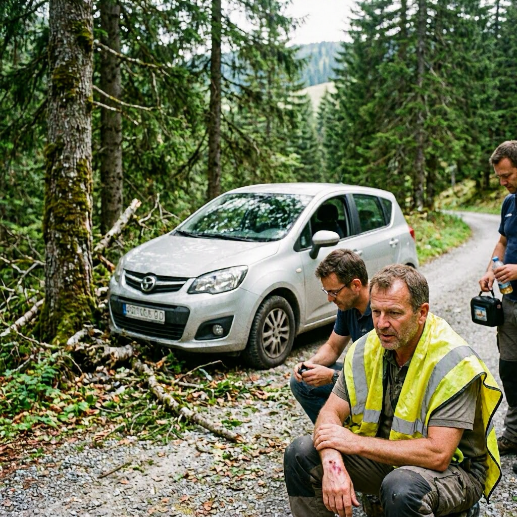 Bienenstich führt zu Autounfall im Wald: Mann verletzt auf Alm