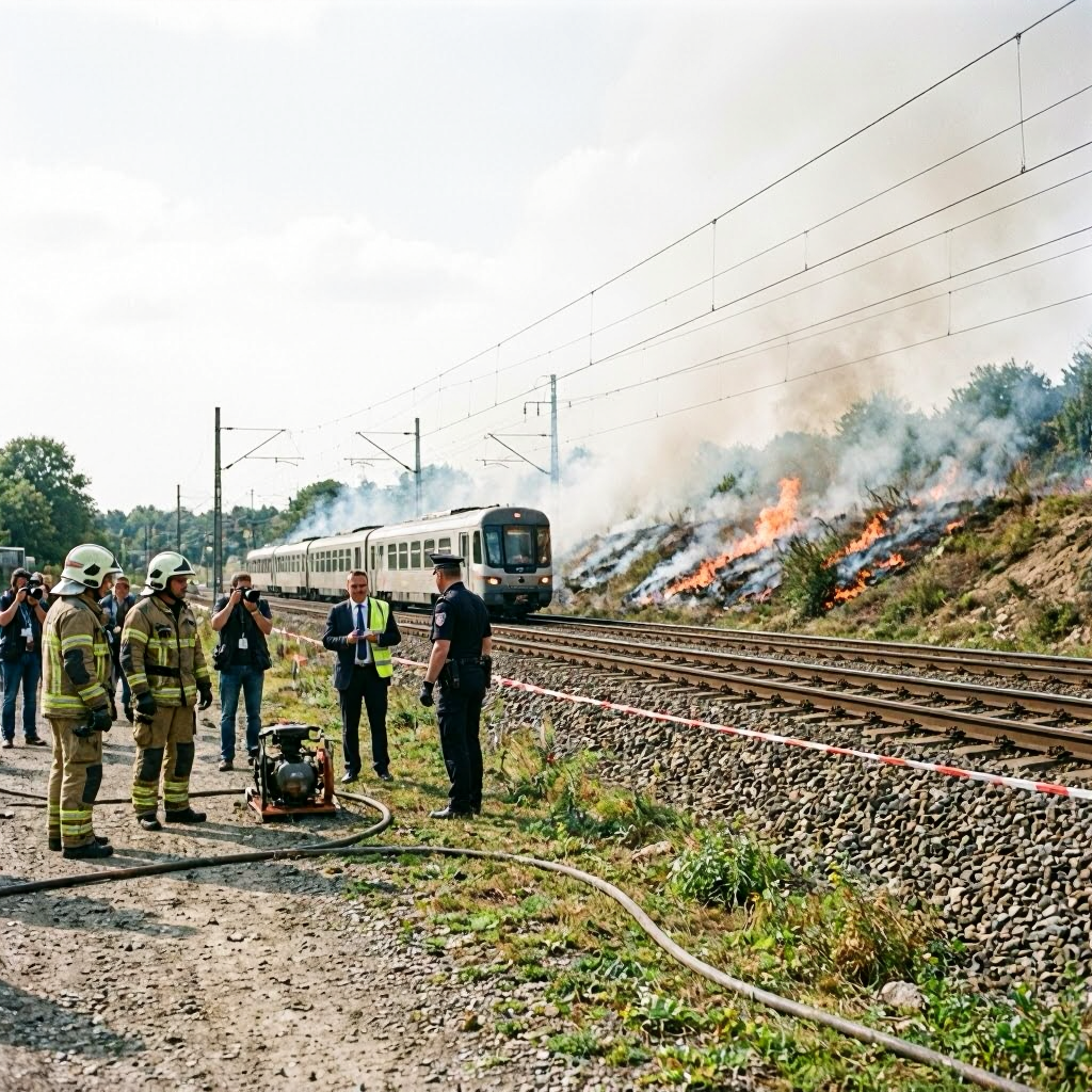 Böschungsbrand sorgt für Sperrung der Bahnstrecke Düsseldorf-Köln