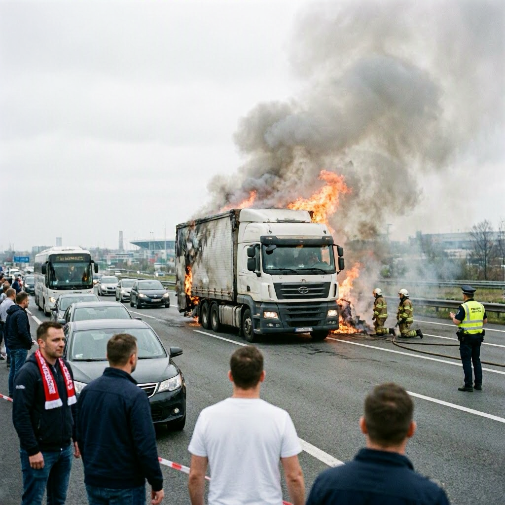 Brennender Gefahrgut-Lkw zwingt A40 bei Kerken zur stundenlangen Sperrung