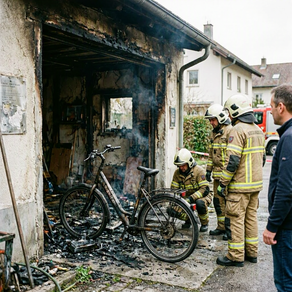 Defekter E-Bike-Akku verursacht Brand in Hahnbach mit hohem Sachschaden