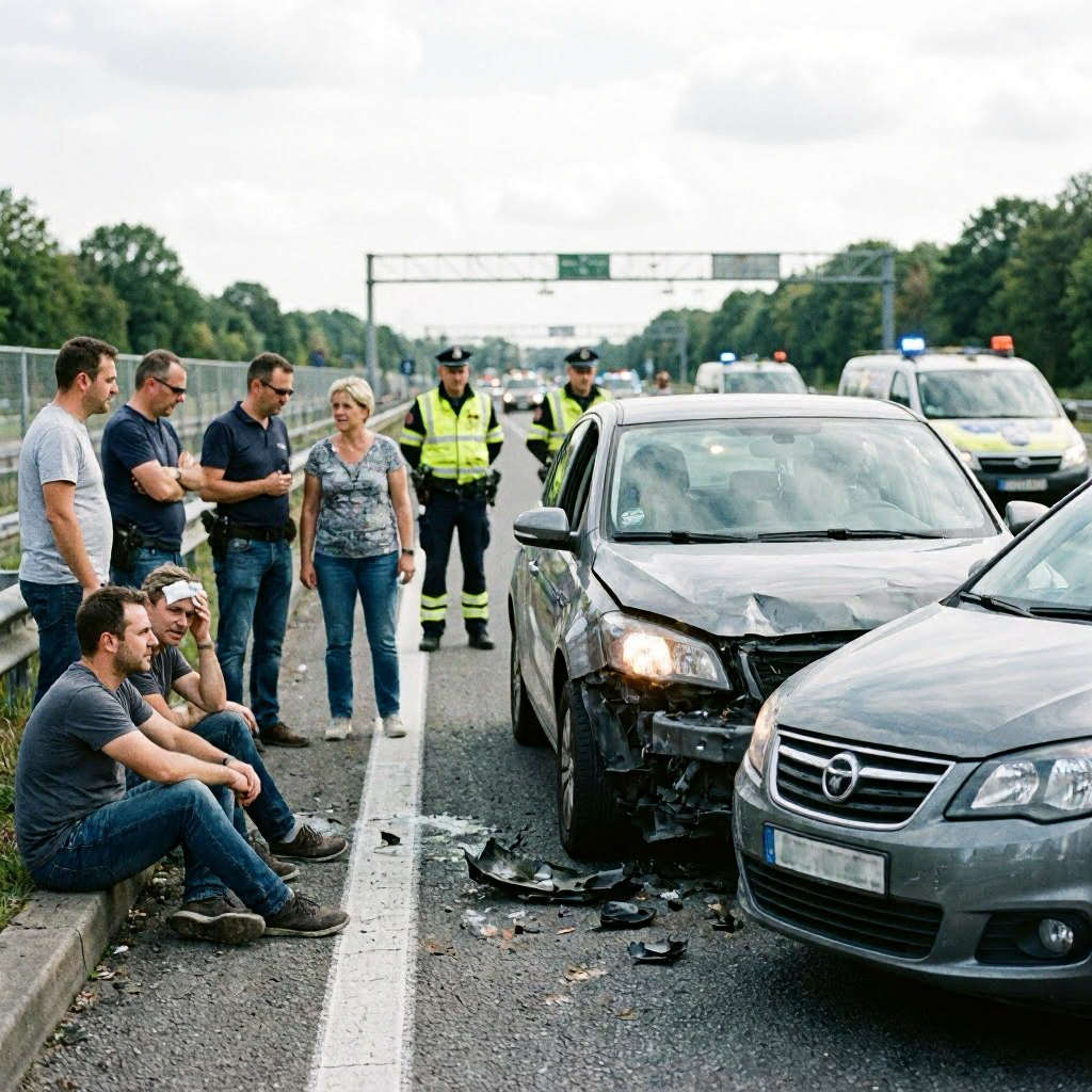 Drei Autos kollidieren auf der A5: Fünf Verletzte bei Verkehrsunfall
