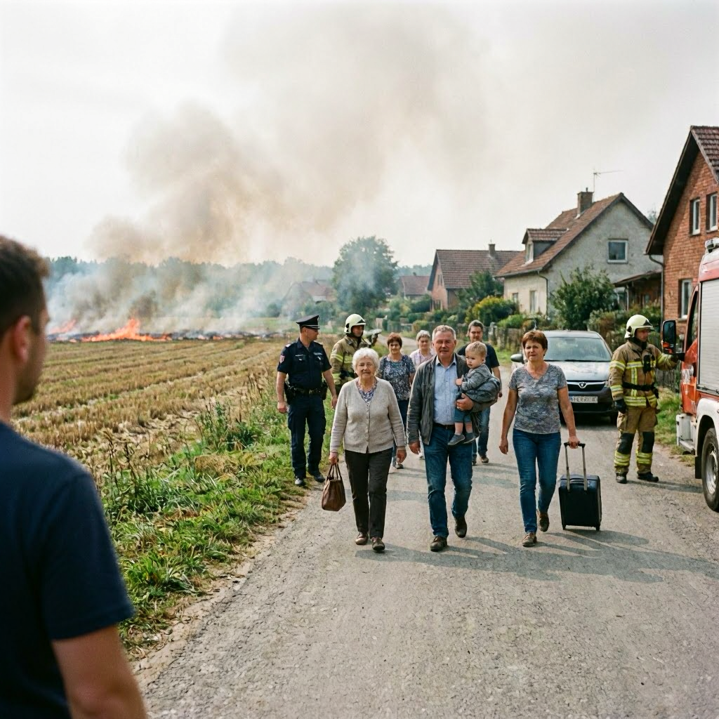 Evakuierung in Staven: Menschen wegen brennendem Feld in Sicherheit gebracht
