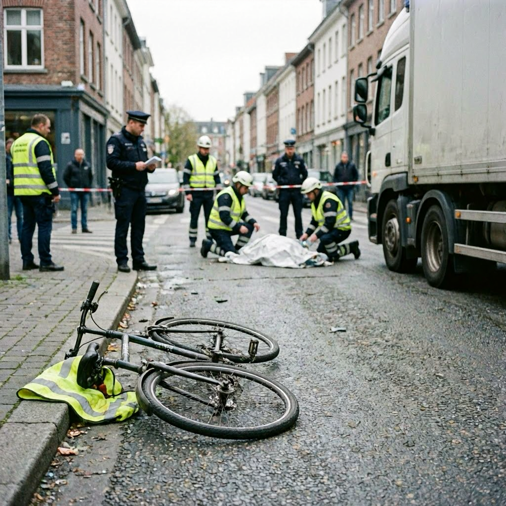 Fatales Aufeinandertreffen: Radfahrerin stirbt nach Lkw-Kollision
