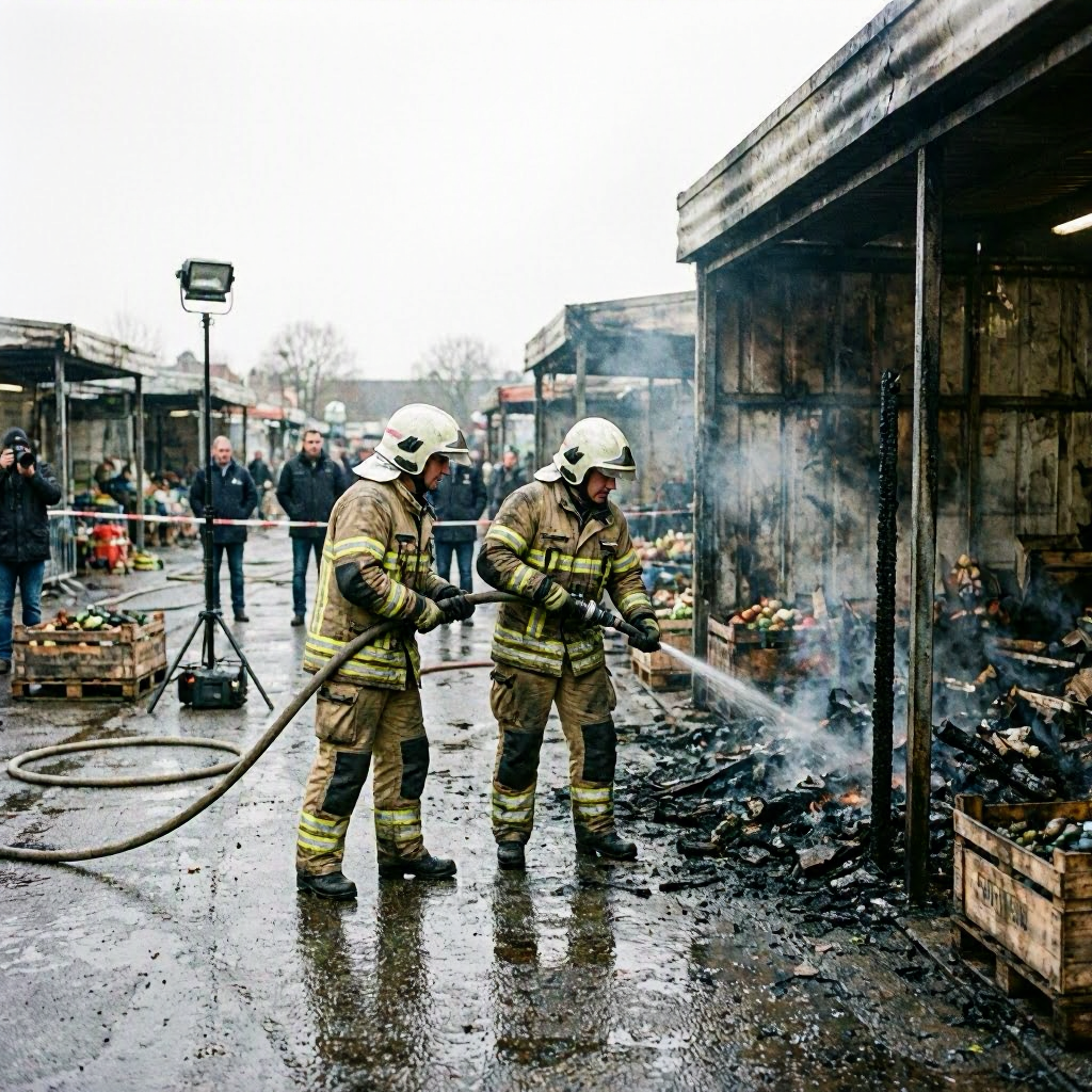 Feuerwehr löscht weiterhin Glutnester auf Stuttgarter Großmarkt