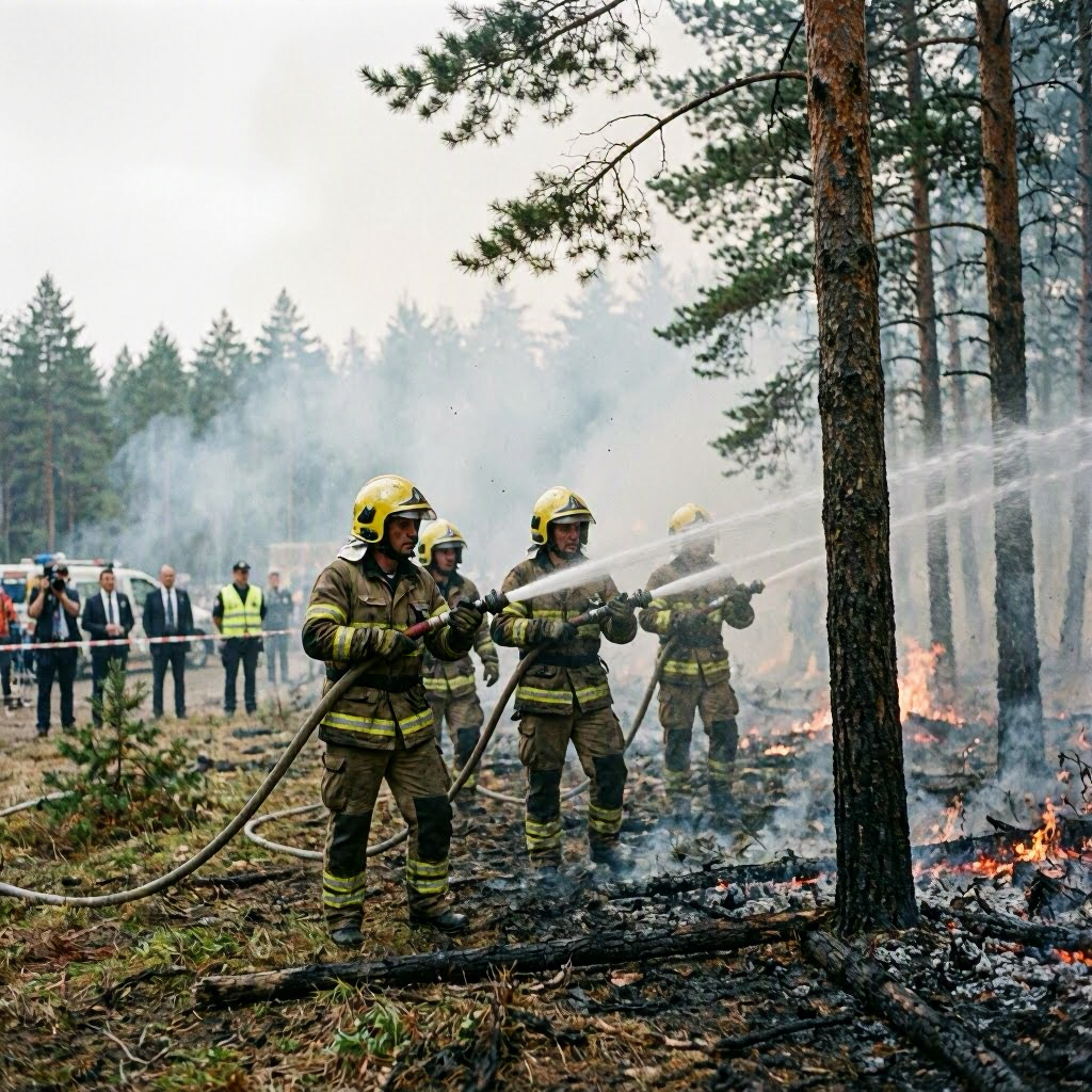 Feuerwehr setzt Löscharbeiten gegen Waldbrand in Wahner Heide fort