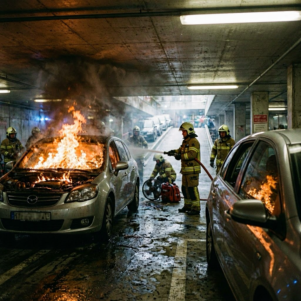 Feuerwehreinsatz in Hamburg: Autos brennen in Tiefgarage