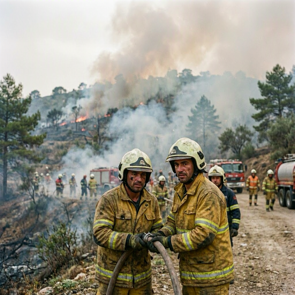 Firefighters Tackle Ongoing Wildfires in Portugal and Greece
