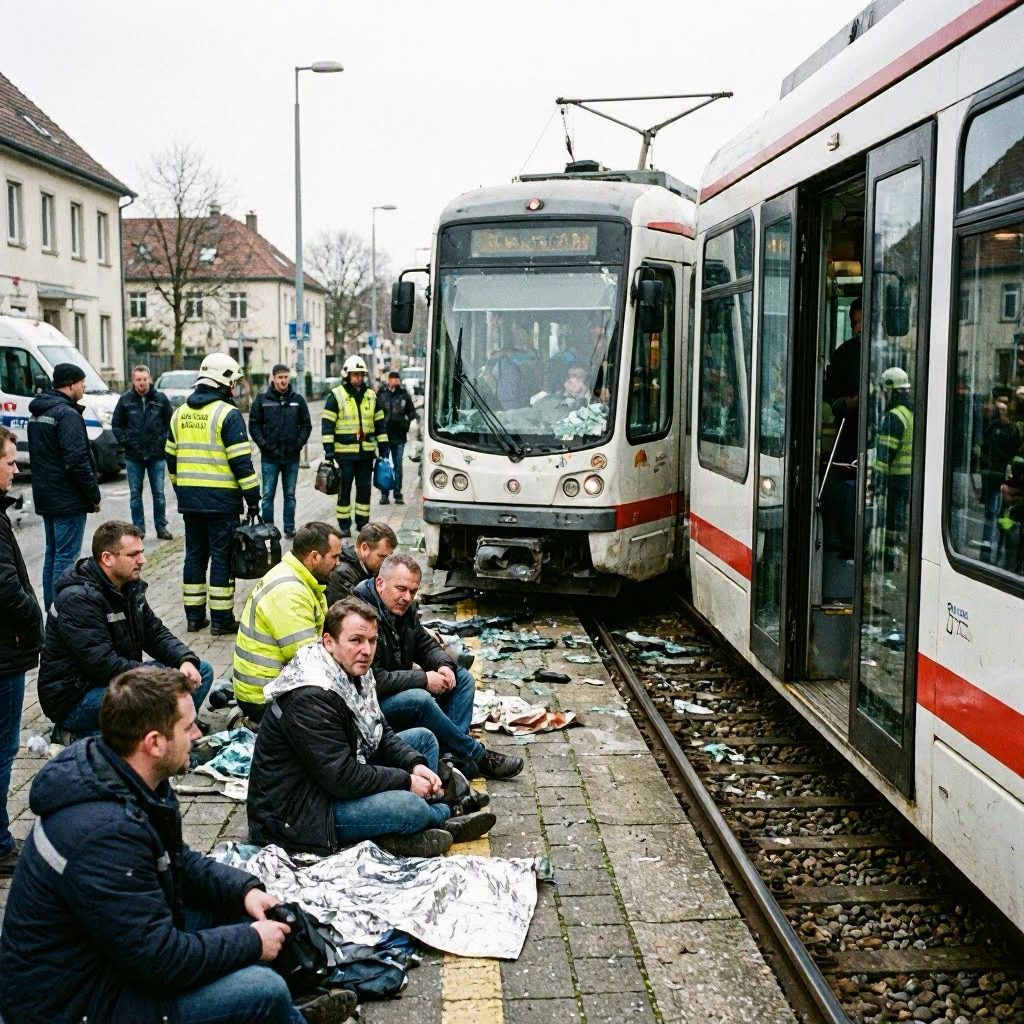Frontalzusammenstoß von Straßenbahnen in Rüdersdorf - Elf Verletzte