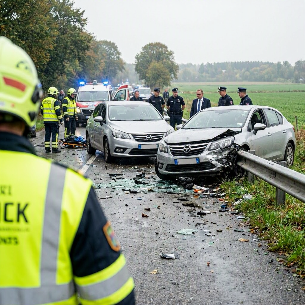 Fünf Verletzte bei schwerem Autounfall nahe Mücke