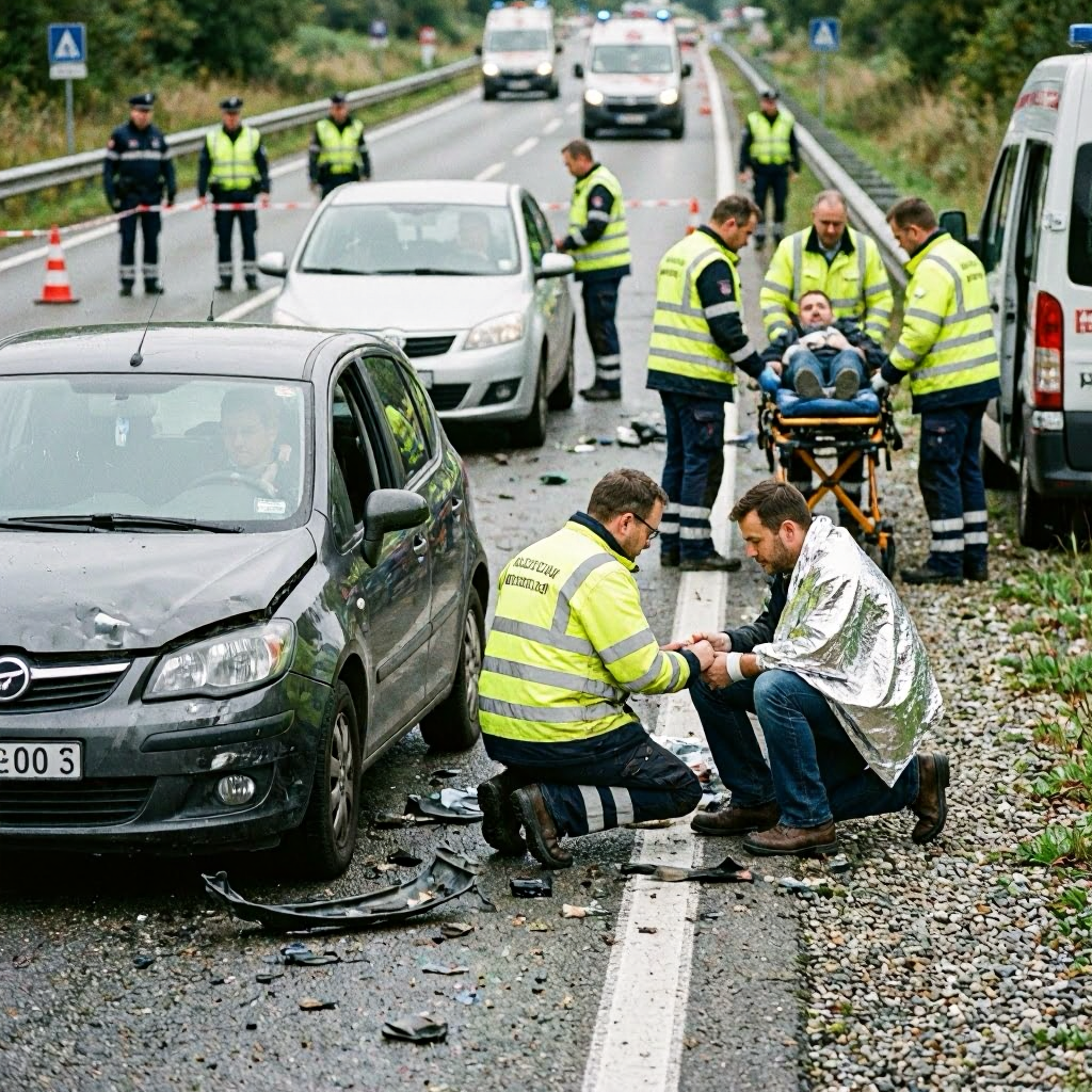 Fünf Verletzte nach Unfall auf B77 bei Kropp – Vollsperrung der Straße