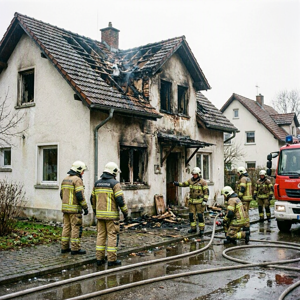 Hausbrand in Tacherting: Feuerwehr rettet Anwohner und löscht Flammen