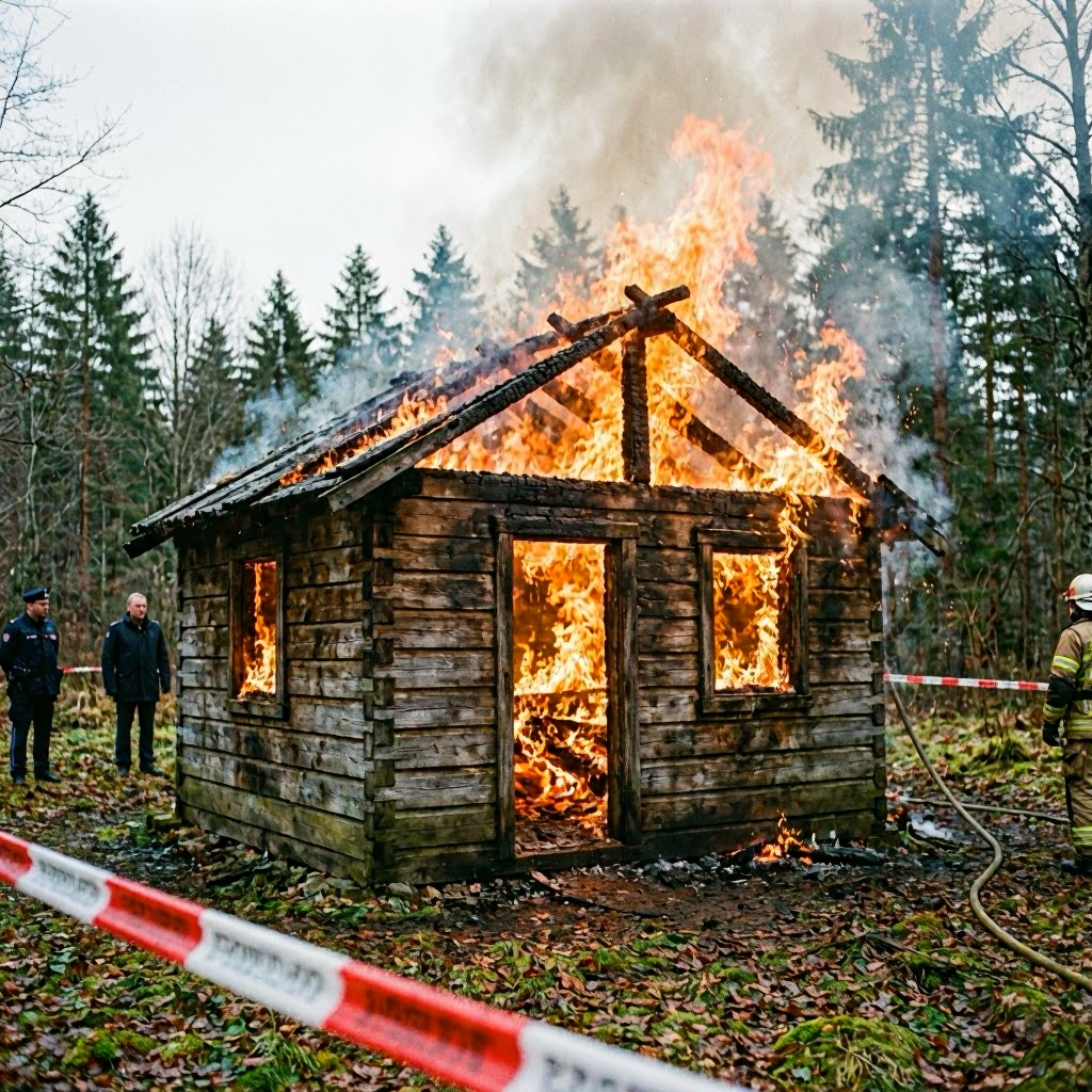 Hütte im Achimer Waldstück brennt nieder – Feuerwehr schützt angrenzenden Wald