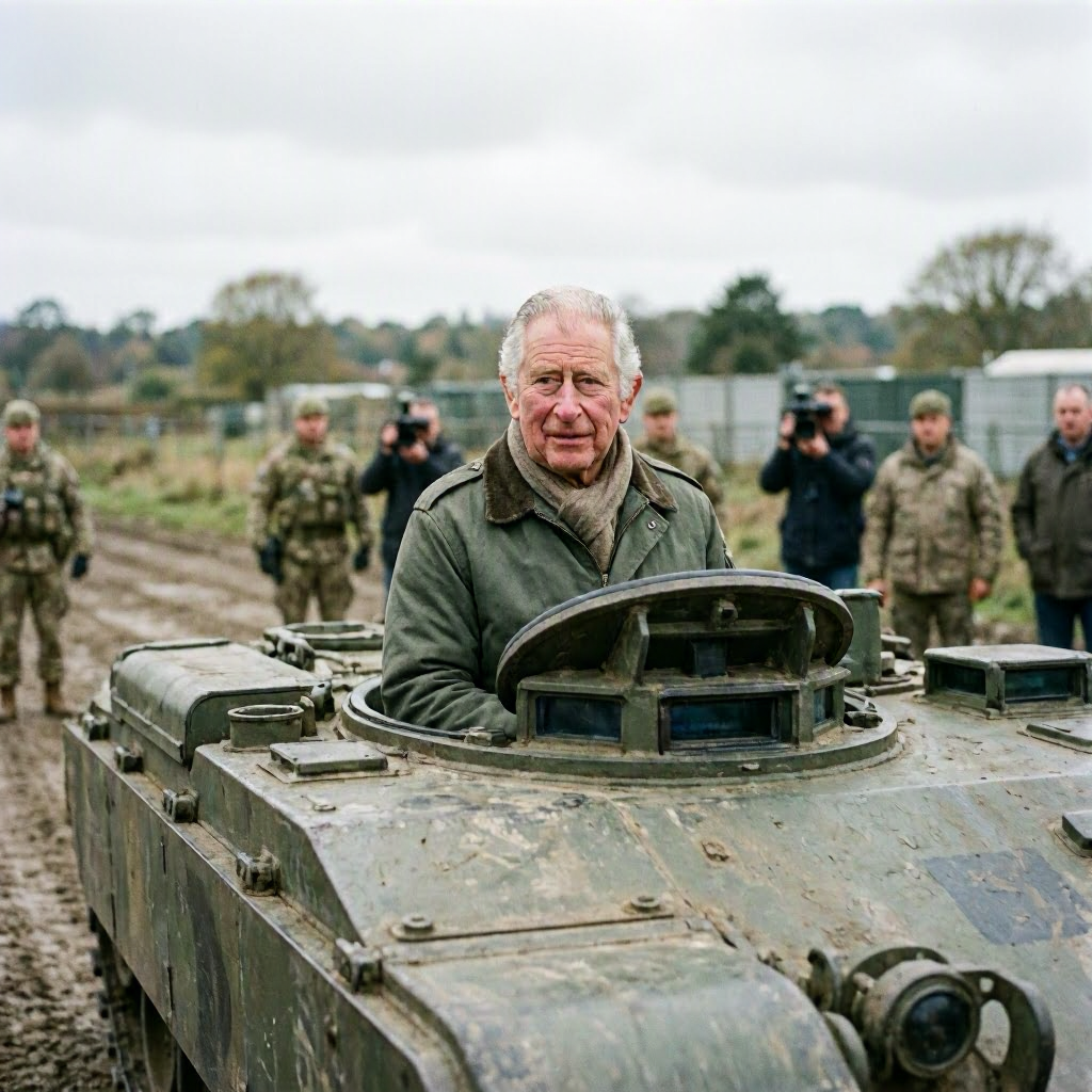 König Charles dreht Runde im Panzer des Royal Tank Regiment