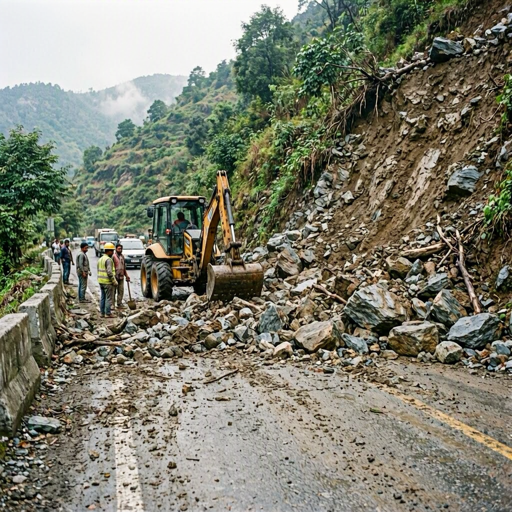 Landslide Closes Ramnagar-Udhampur Road; Clearance Operations Underway