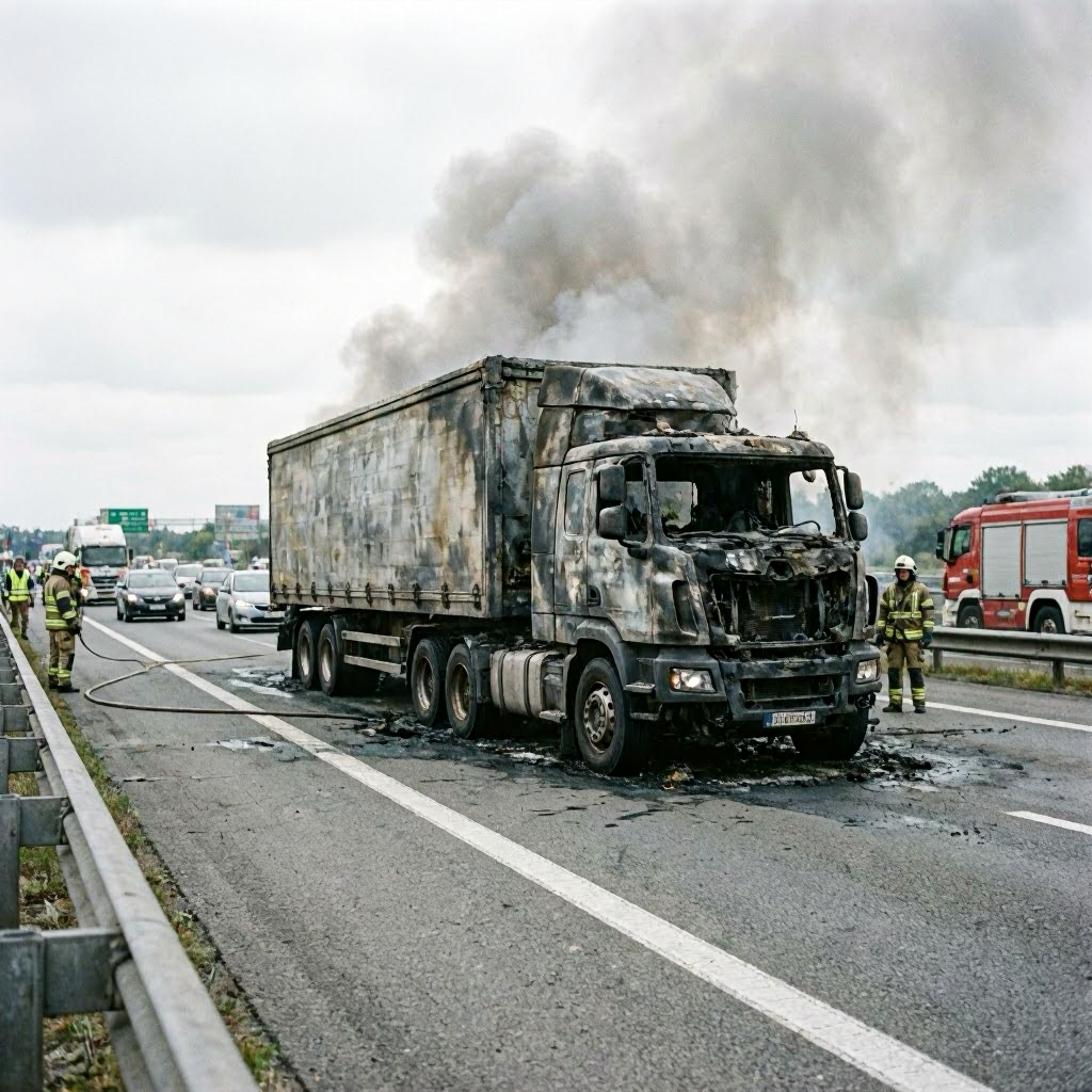 Lastwagenbrand führt zur Sperrung der A72 zwischen Bayerischem Vogtland und Hof Nord