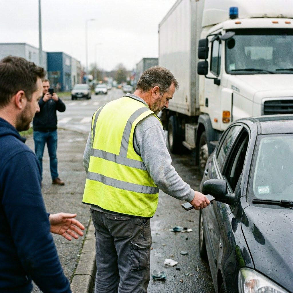 Lkw-Fahrer stiehlt Handy nach Unfall und flüchtet von der Unfallstelle