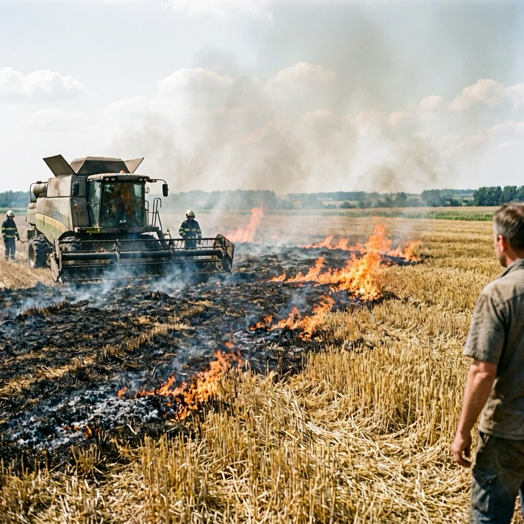 Mähdrescher löst verheerenden Feldbrand in Seekirch aus