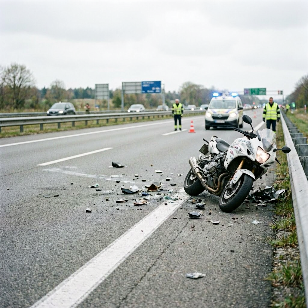Motorraddiebin rast über Autobahn und stirbt bei tödlichem Unfall