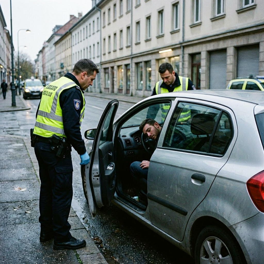 Müder Autodieb beim Knacken eines Wagens eingeschlafen