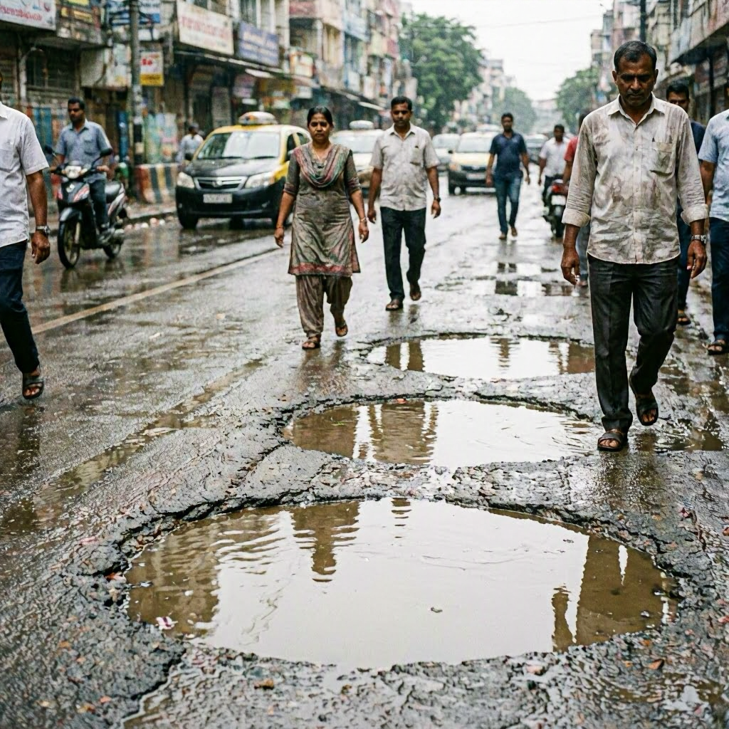 Mumbai's Kurla-Andheri Road Plagued by Waterlogged Potholes Amid Monsoon