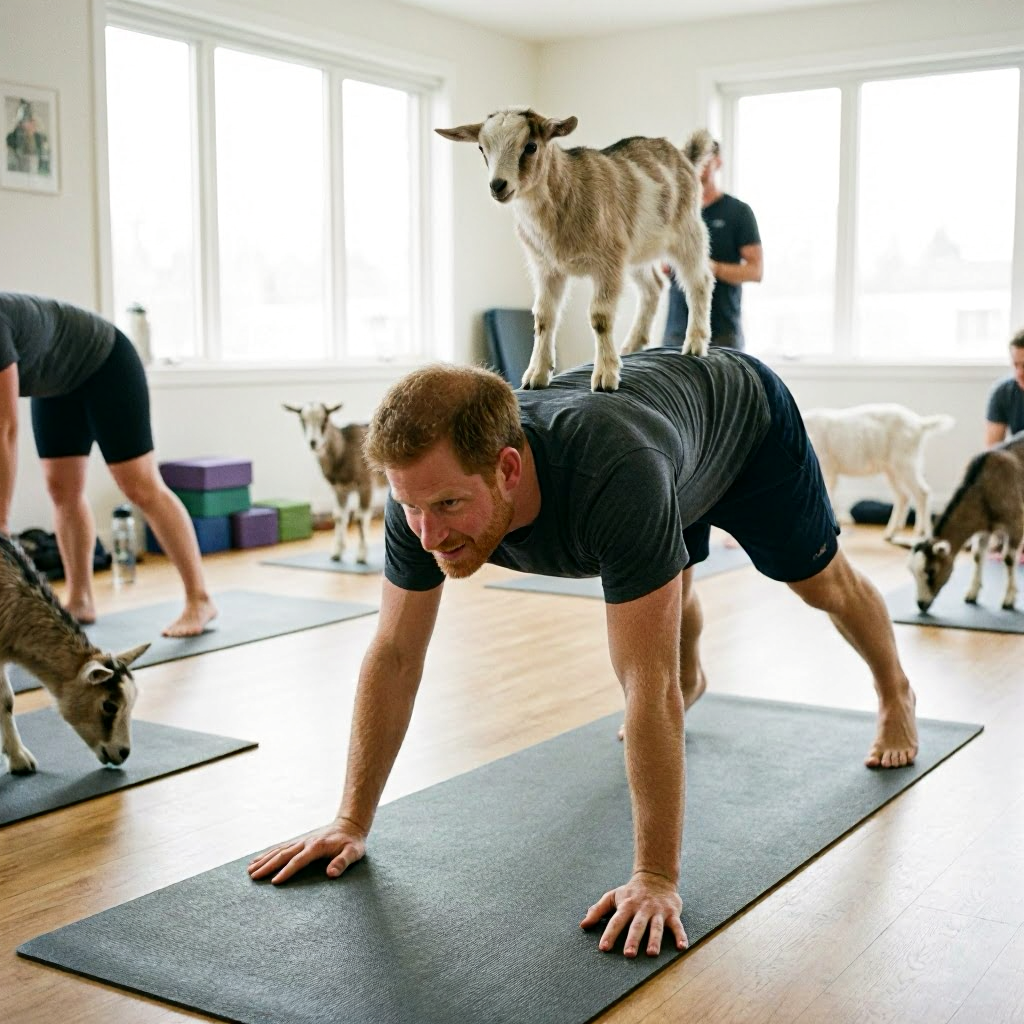 Prinz Harry begeistert beim Ziegen-Yoga nach Treffen mit Charles