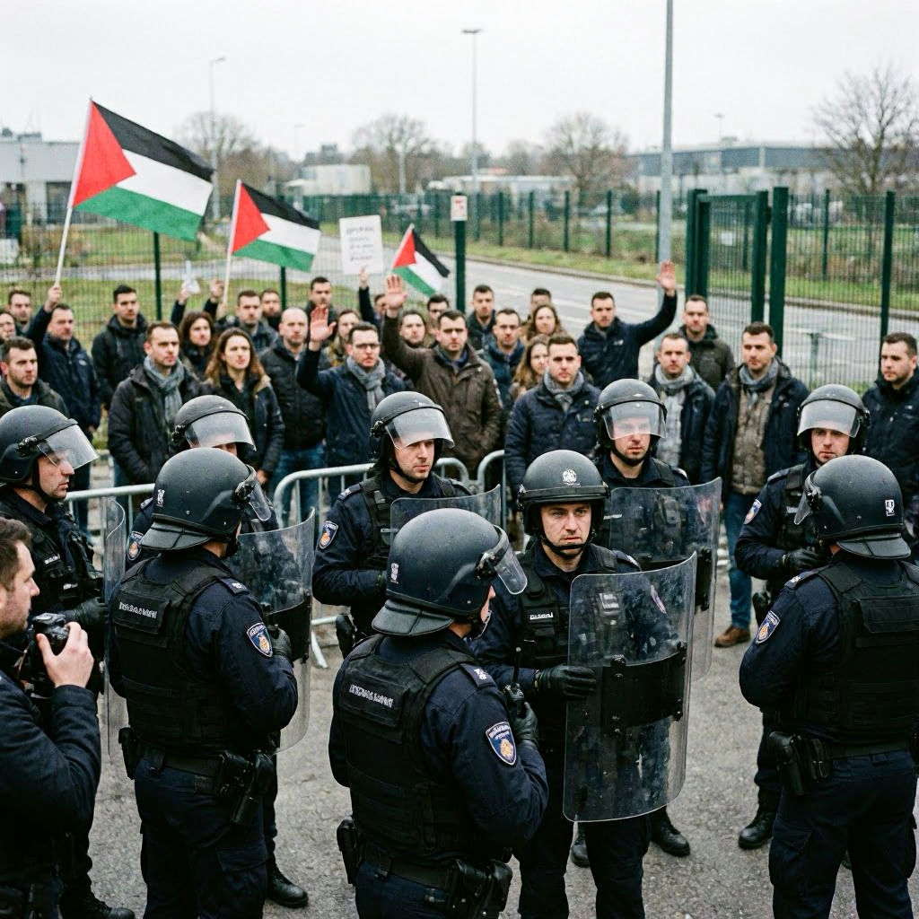 Protestaktion vor Rheinmetall: Polizei verhindert Blockade für Palästina