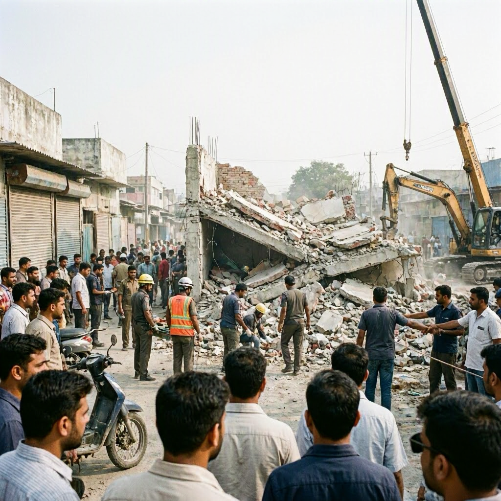 Rescue Operation Underway After Building Collapse in Chandigarh's Industrial Area