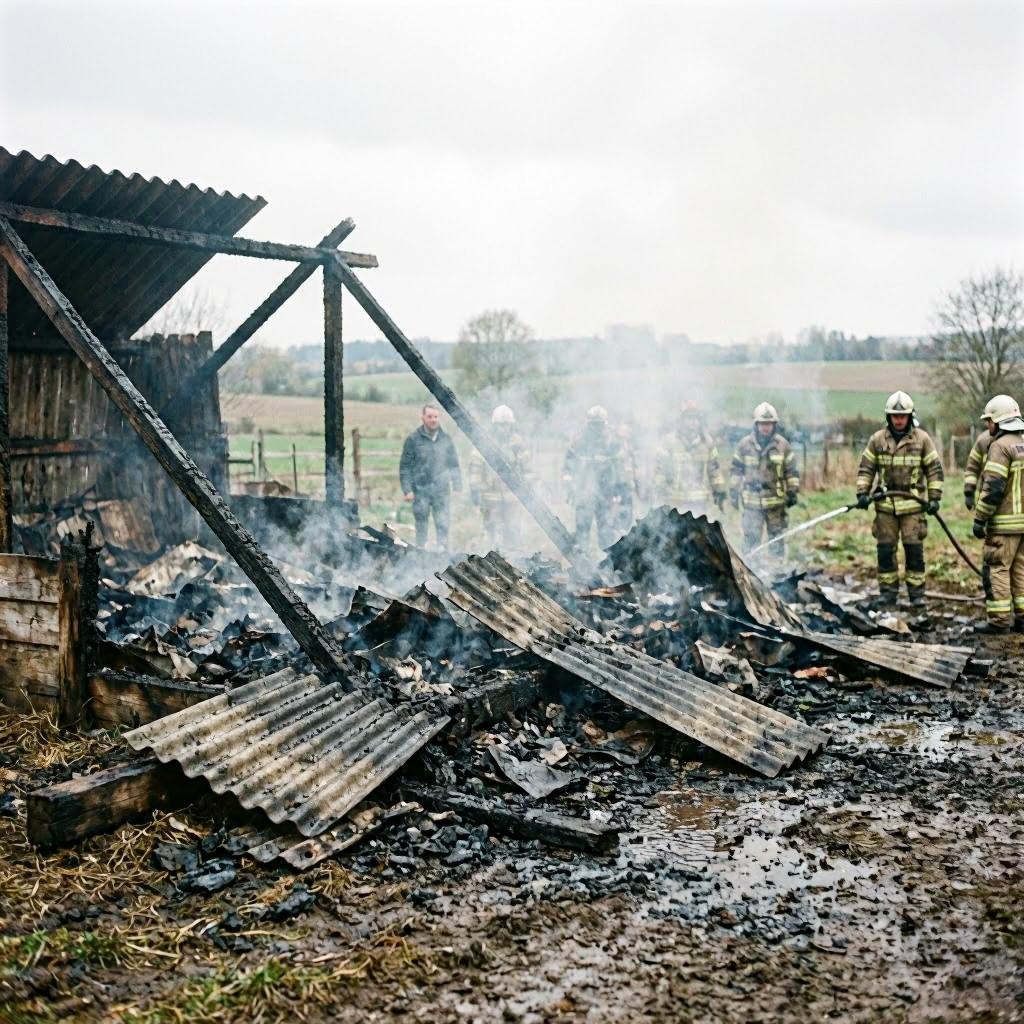 Scheunenbrand in Essingen: Hoher Schaden und verletzter Feuerwehrmann