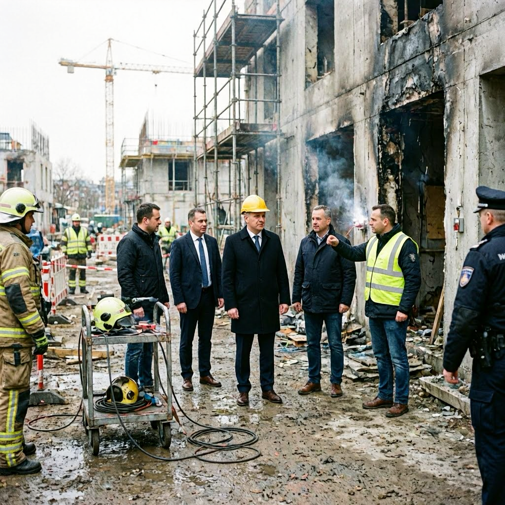 Schweißarbeiten als mögliche Brandursache auf Baustelle in Frankfurt