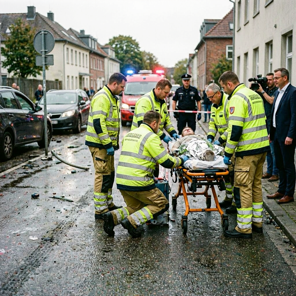 Schwerer Verkehrsunfall in Aurich: Acht Verletzte, eine Person in Lebensgefahr