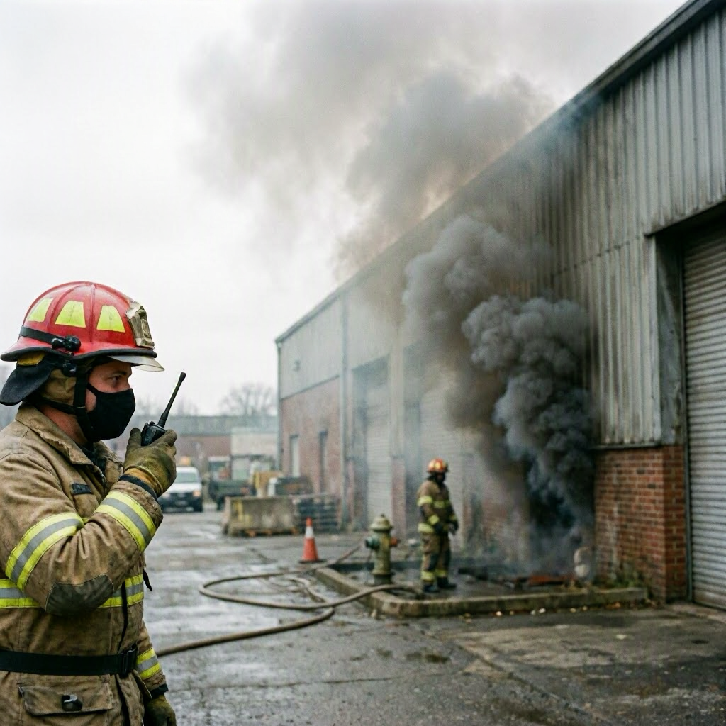 Starker Rauch bei Kellerbrand in Industriebetrieb in Wiesbaden