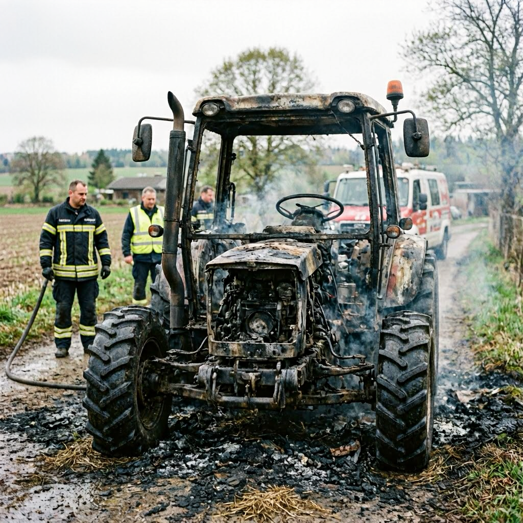 Traktorbrand in Thüringen: Hoher Sachschaden durch technische Defekte