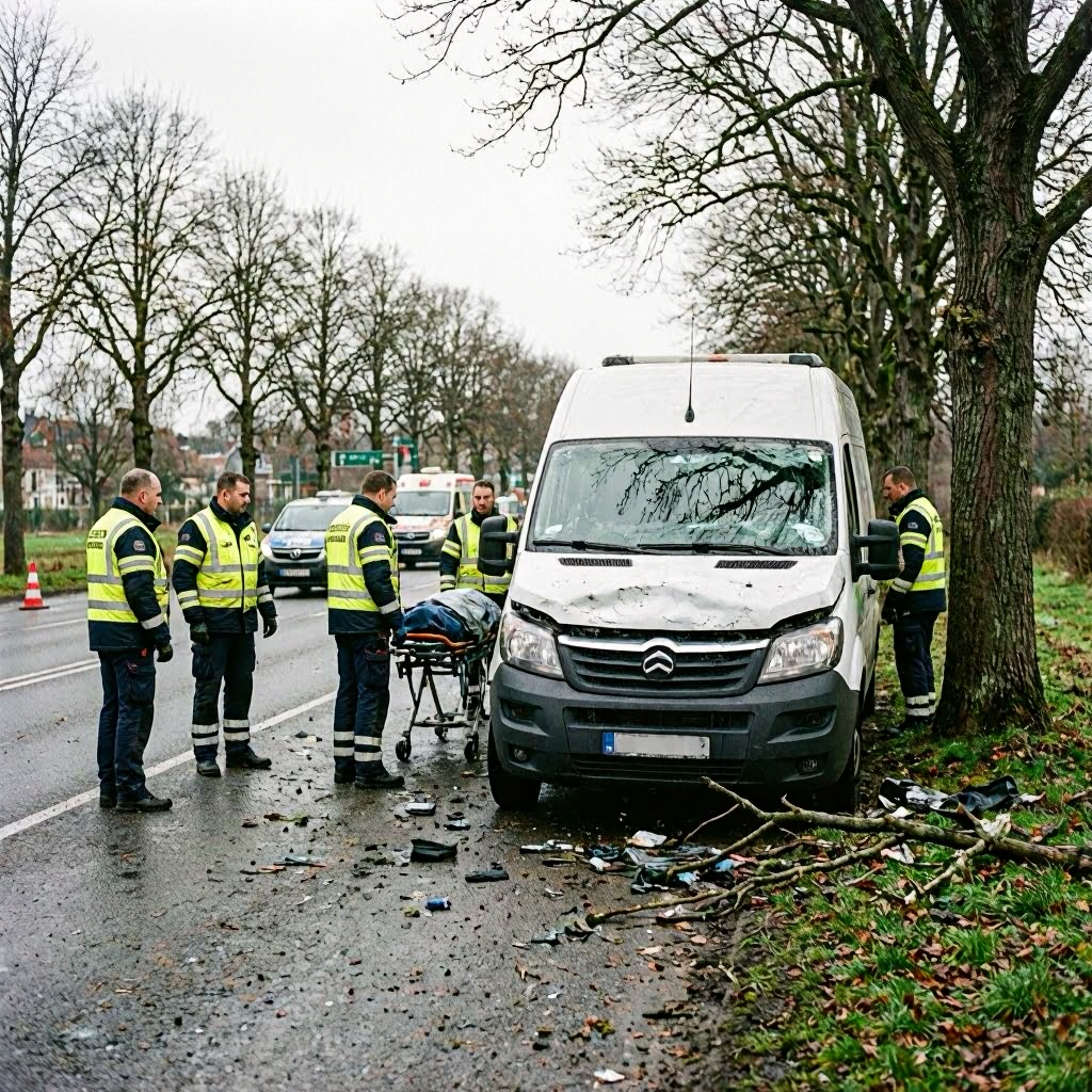 Transporter-Unfall im Erzgebirge: Fahrer stirbt nach Baum-Crash