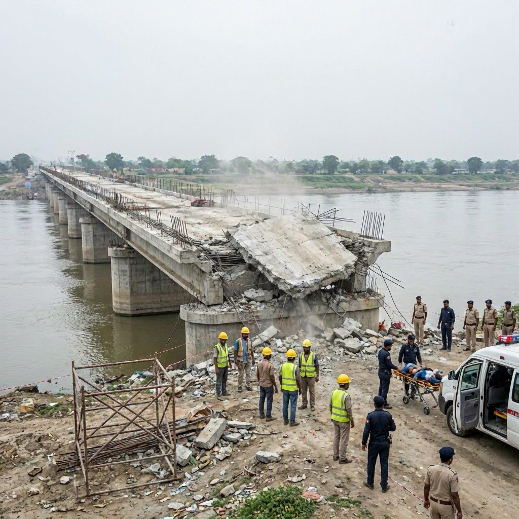 Under-Construction Bridge Slab Collapses Over Ganga in Bihar, Four Injured