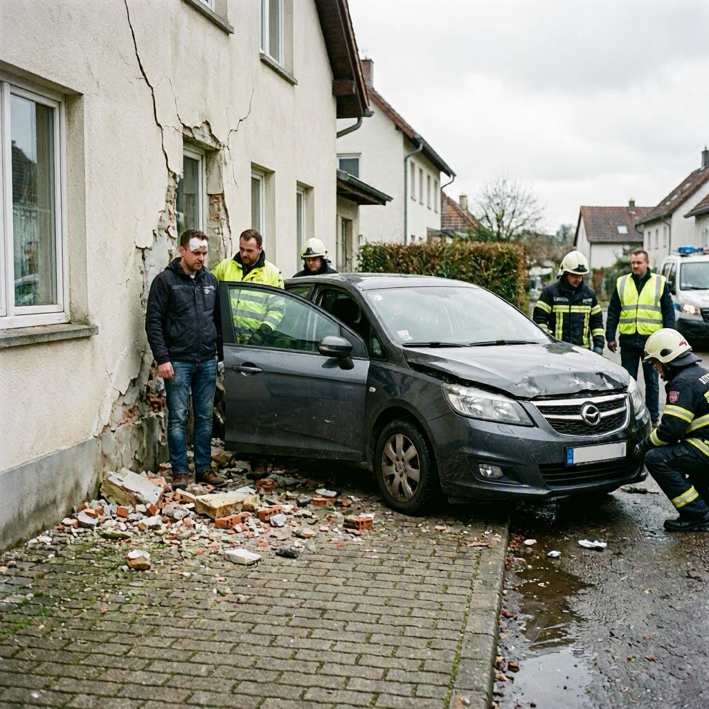 Unfall in Asendorf: Auto rammt Hauswand – Fahrer verletzt