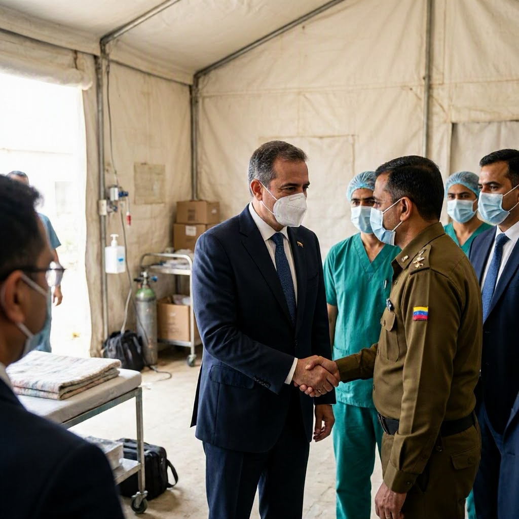 Venezuela's FM Thanks India for Earthquake Relief During Field Hospital Visit