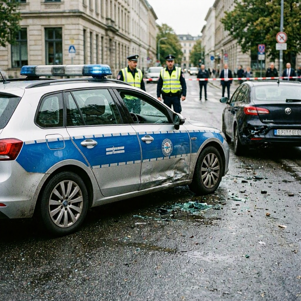 Verfolgungsjagd auf A52: Streifenwagen bei Einsatz gerammt