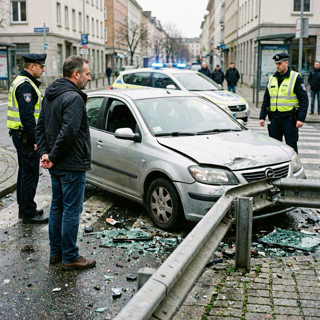 Verfolgungsjagd in der Stadt: 19-Jähriger verursacht Unfall bei Flucht vor Polizei