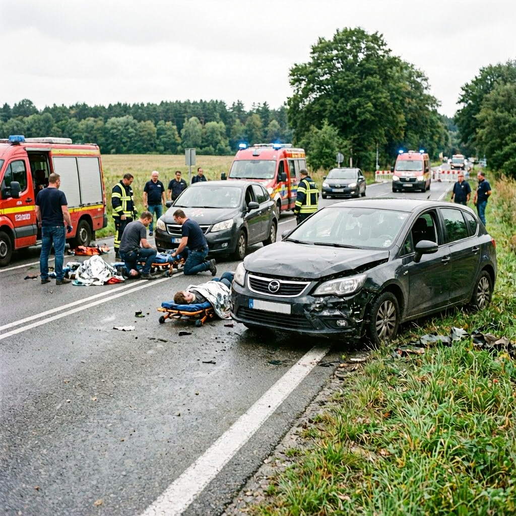 Vier Verletzte bei schwerem Unfall auf der L135 bei Hagen