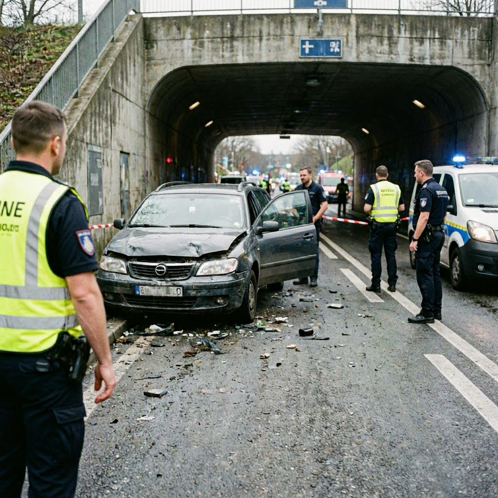 Wagen rammt Tunnel auf der A111 – Fahrer festgenommen