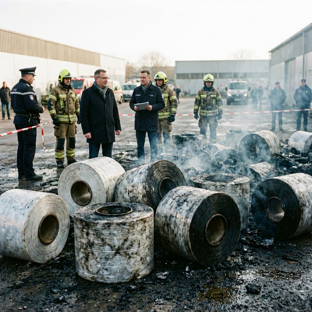 Warnhinweise nach Brand von Kunststoffrollen in Ansbach