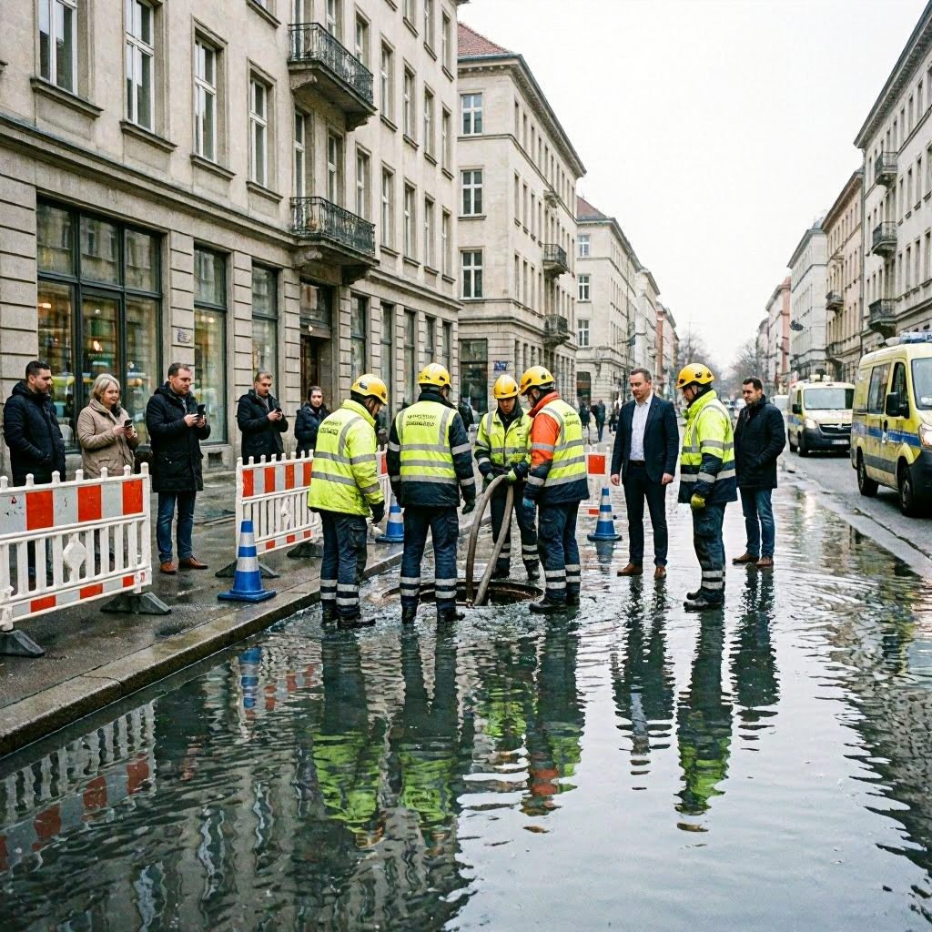 Wasserrohrbruch in der Frankfurter Allee sorgt für Verkehrsbehinderungen