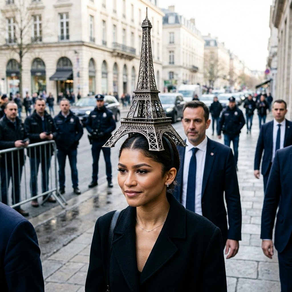 Zendaya überrascht mit Eiffelturm-Maske bei Pressetour in Paris